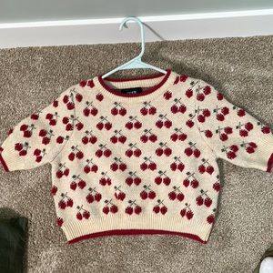 Knit cherry cropped sweater
